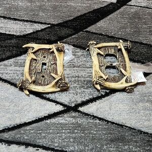 DEER ANTLER & FAUX WOOD LIGHT SWITCH - DOUBLE OUTLET PLATE COVERS RUSTIC…